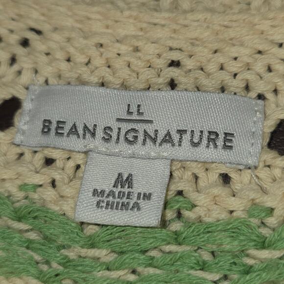 LL Bean Signature Womens Medium Cardigan Sweater Floral Knit Cottagecore Artsy - Picture 2 of 10